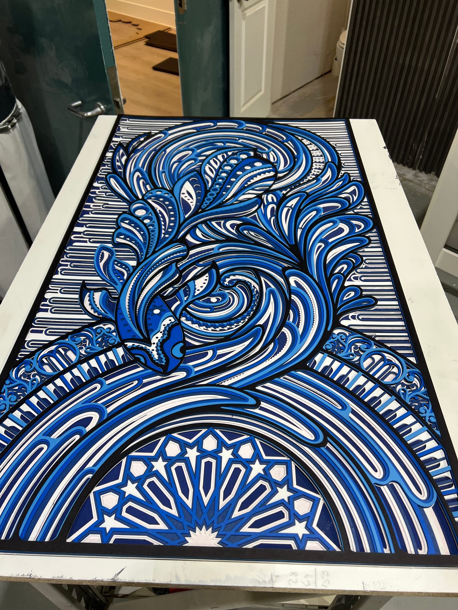 Arabesque Water in finished cobalt-blue paint.