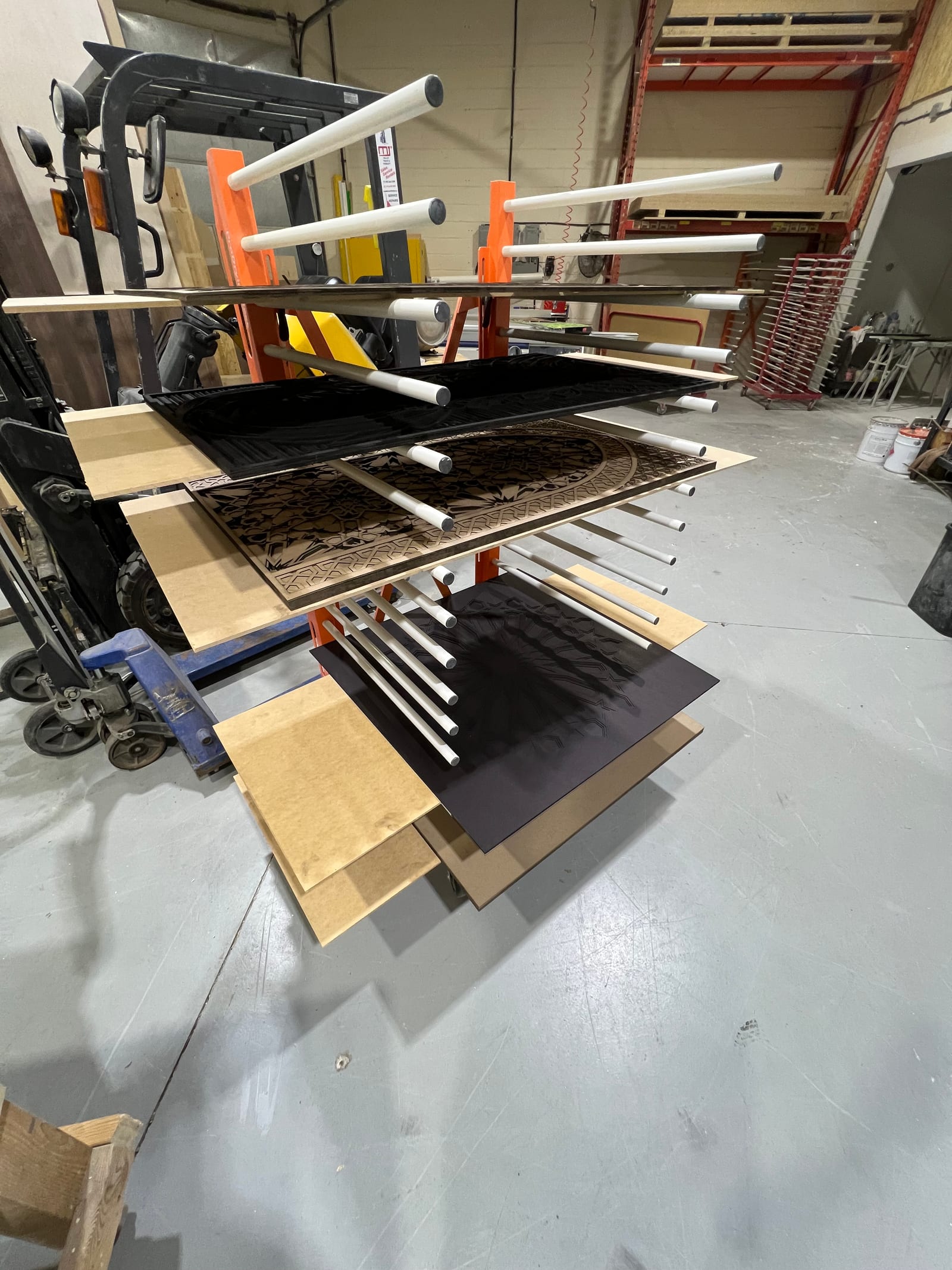 Layer cut on the laser bed.